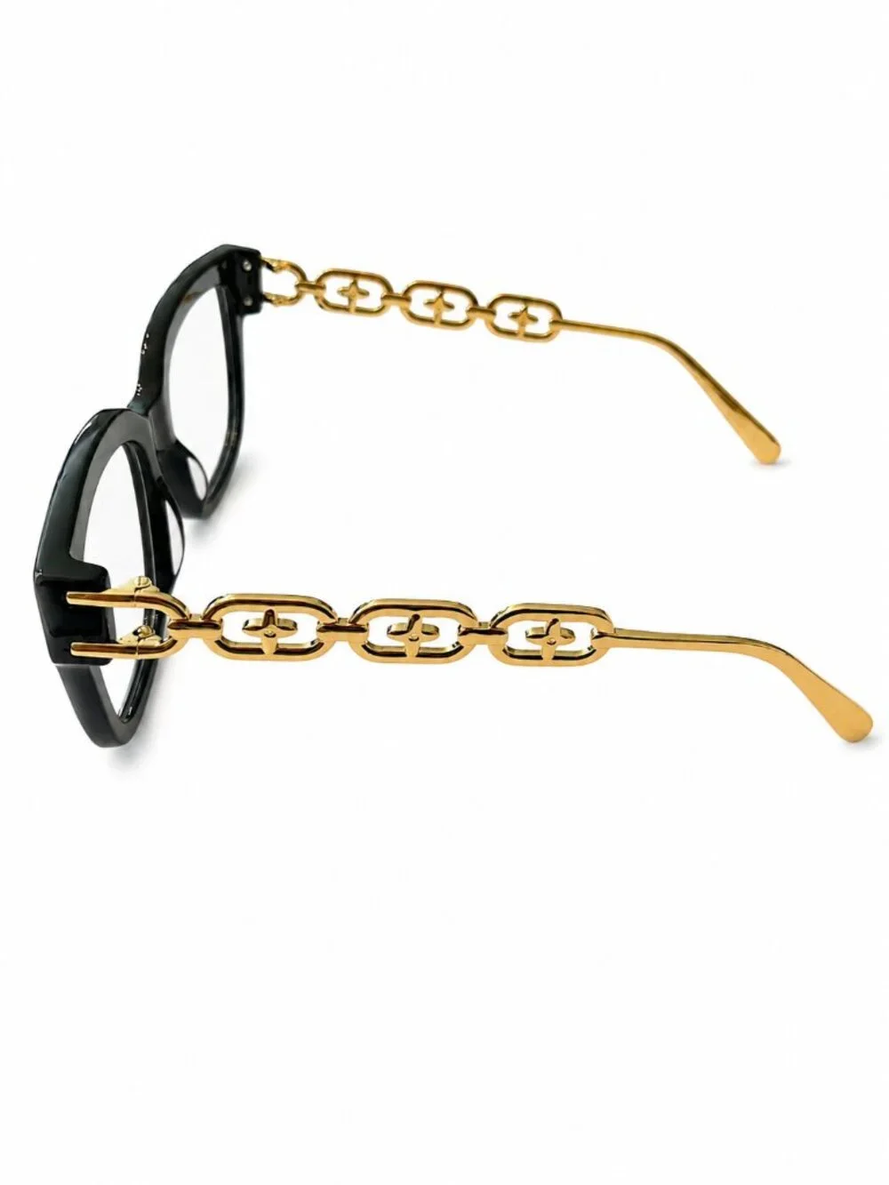 Black and Gold Chain Link Eyeglass Frames 55-18-143